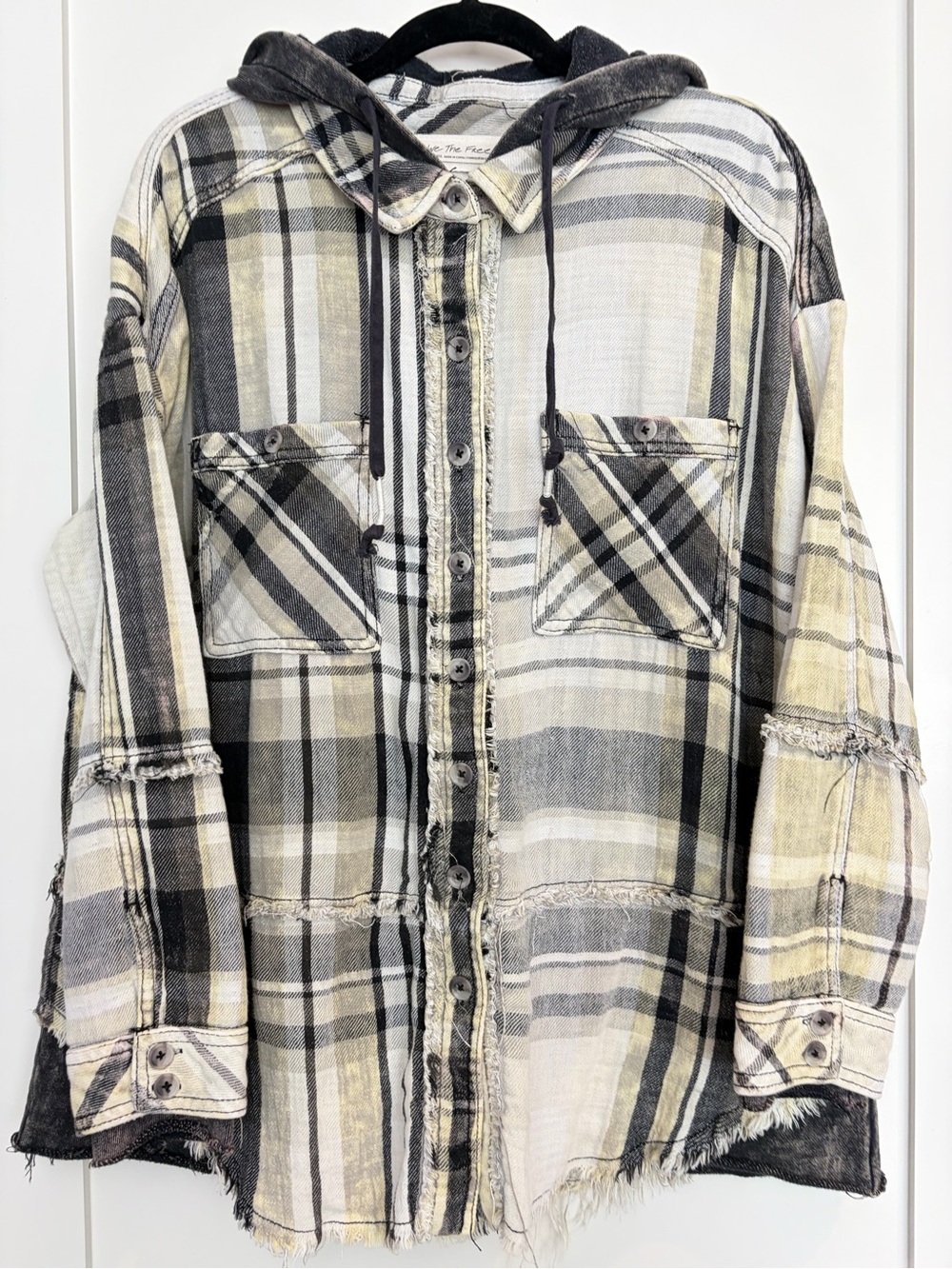 Free People We The Free Plaid Hooded Shacket - Size Small